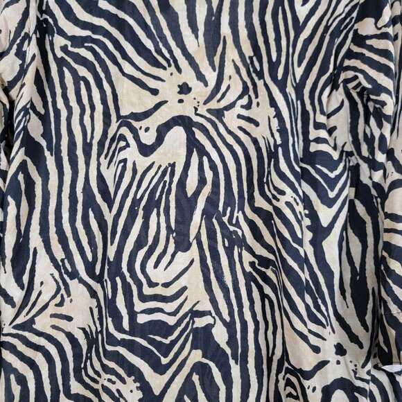 Soft Surroundings Womens Zebra Print Jacket Kimono Large Black One-Button New - Picture 3 of 9